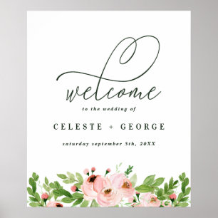 Affiche Aquarelle rose pâle mariage