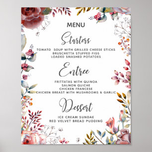 Affiche Aquarelle rose pâle Rose florale Menus Mariages
