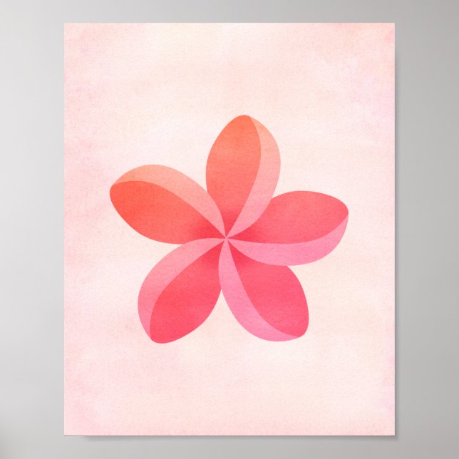 Affiche Aquarelle rose Plumeria (Devant)