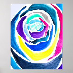 Affiche Aquarelle rose pop art bleu