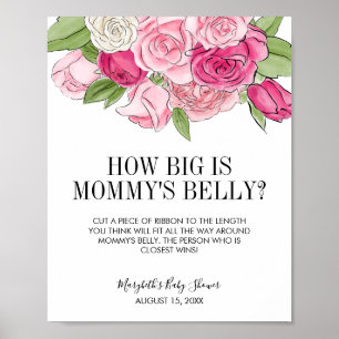 Affiche Aquarelle rose Roses Guess Maman's Belly Game