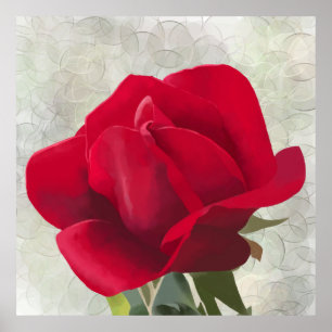 Affiche Aquarelle rose rouge