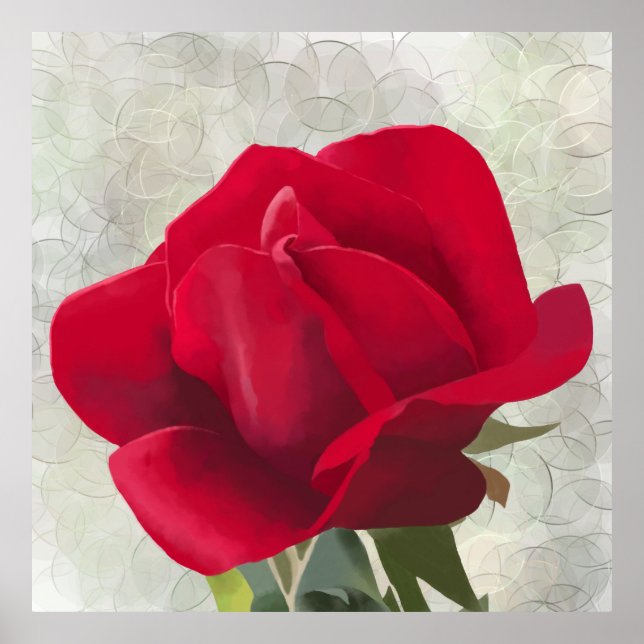 Affiche Aquarelle rose rouge  (Devant)