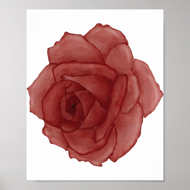 Affiche Aquarelle rose rouge face à gauche (Devant)