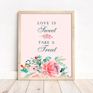Affiche Aquarelle rose vert Floral Sweet Favoriser Signal