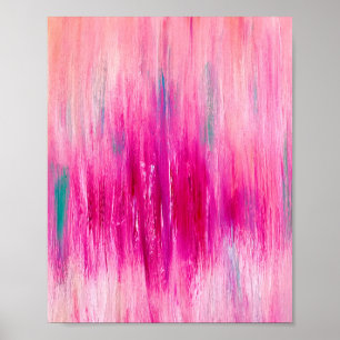 Affiche Aquarelle rose verte Art moderne tendance