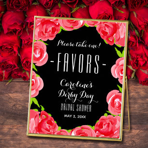 Affiche Aquarelle Roses rouges Derby Fêtes des mariées FAV