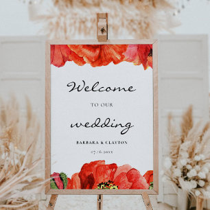 Affiche Aquarelle rouge couleurs marque de mariage personn