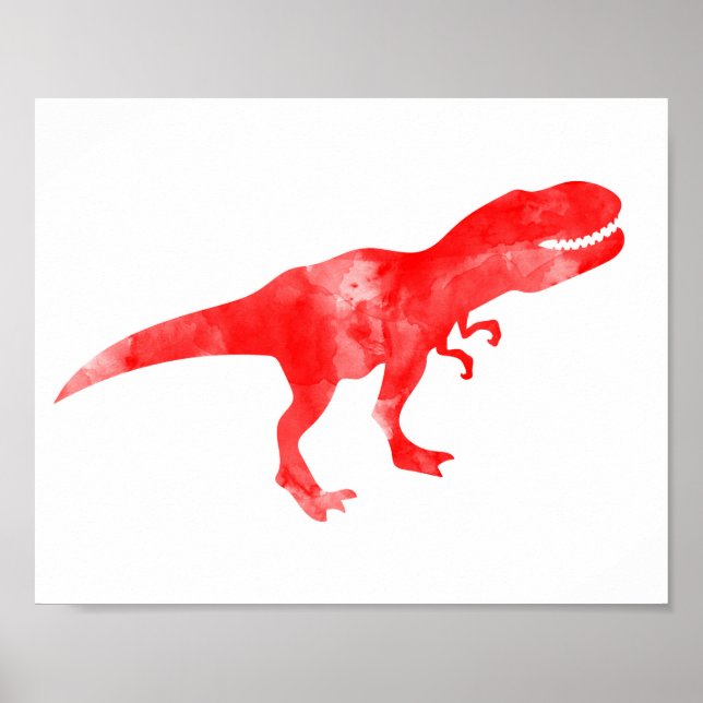 Affiche Aquarelle rouge Dino T-Rex Baby Boy Nursery Imprim (Devant)