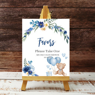 Affiche Aquarelle Royal Blue Teddy Bear Balloon