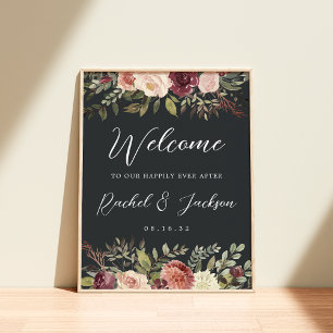 Affiche Aquarelle Rustique Bloom Mariage Floral Bienvenue