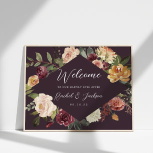 Affiche Aquarelle Rustique Bloom Mariage Floral Bienvenue