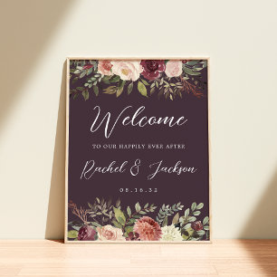Affiche Aquarelle Rustique Bloom Mariage Floral Bienvenue