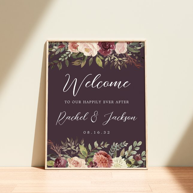 Affiche Aquarelle Rustique Bloom Mariage Floral Bienvenue (Créateur téléchargé)