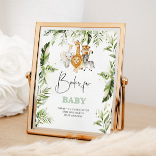 Affiche Aquarelle safari animaux livres pour bébé