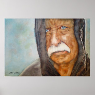 Affiche Aquarelle sans abri Viêt-nam Soldat vétéran