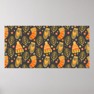 Affiche Aquarelle sans couture motif nouvelle année, joyeu