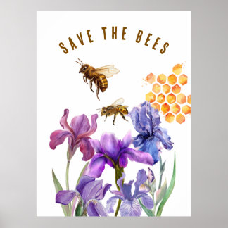 Affiche Aquarelle Sauvez les abeilles