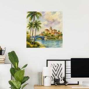 Affiche Aquarelle Scénique Historique Boca Raton Floride