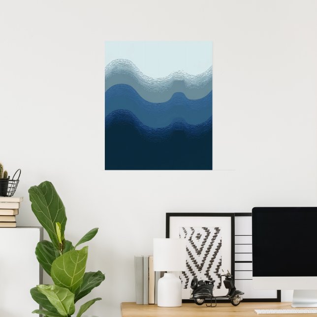 Affiche Aquarelle Sea Gradient Beach Glass Color Block (Bureau à domicile)