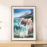 Aquarelle Serene Fleur sauvage du paysage côtier