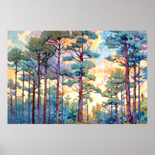 Affiche Aquarelle Serene Pine Forest Imprimer