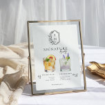 Affiche Aquarelle | Signature Mariée & Salle Boisson<br><div class="desc">Personnalisez ce panneau avec les noms de la mariée et du marié et leur choix de boisson préférée. Différentes illustrations de cocktails peuvent être faites sur demande. Ajoutez votre libellé personnalisé à cette conception à l'aide des cases "Modifier ce modèle de conception" situées à droite de l'élément ou cliquez sur...</div>
