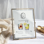 Affiche Aquarelle | Signature Mariée & Salle Boisson<br><div class="desc">Personnalisez ce panneau avec les noms de la mariée et du marié et leur choix de boisson préférée. Différentes illustrations de cocktails peuvent être faites sur demande. Ajoutez votre libellé personnalisé à cette conception à l'aide des cases "Modifier ce modèle de conception" situées à droite de l'élément ou cliquez sur...</div>
