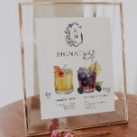 Affiche Aquarelle | Signature Mariée & Salle Boisson<br><div class="desc">Personnalisez ce panneau avec les noms de la mariée et du marié et leur choix de boisson préférée. Différentes illustrations de cocktails peuvent être faites sur demande. Ajoutez votre libellé personnalisé à cette conception à l'aide des cases "Modifier ce modèle de conception" situées à droite de l'élément ou cliquez sur...</div>