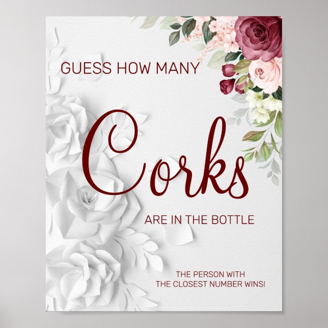 Affiche Aquarelle  Signe de jeu de douche nuptiale Combien (Devant)