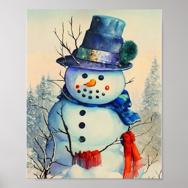 Affiche Aquarelle Snowman (Devant)