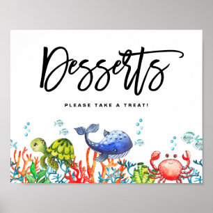 Affiche Aquarelle sous la mer Anniversaire Desserts