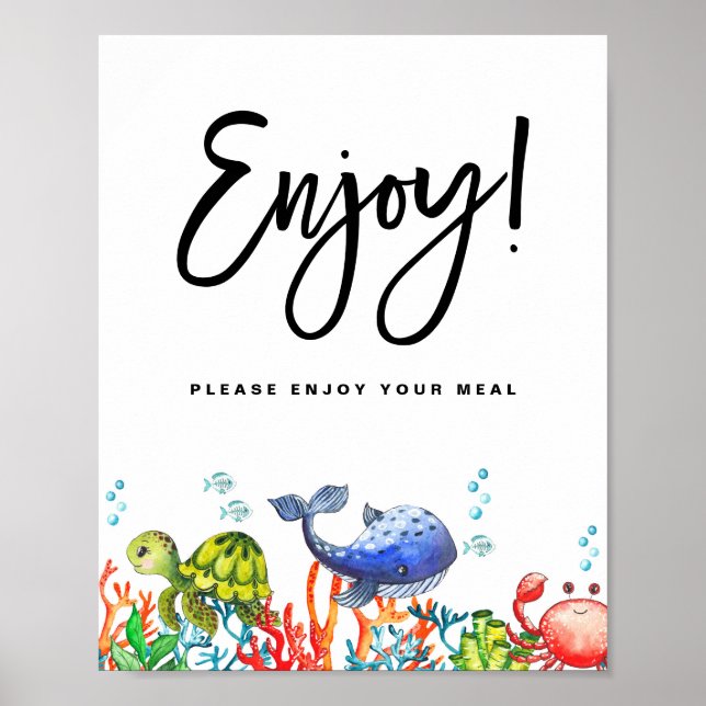 Affiche Aquarelle sous la mer Anniversaire Profitez de vot (Devant)