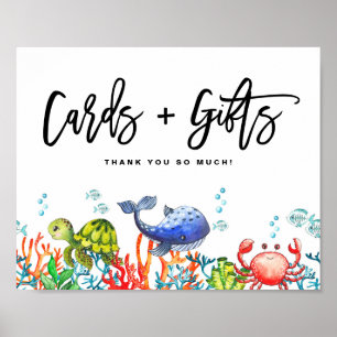 Affiche Aquarelle sous la mer Cartes et cadeaux Anniversai