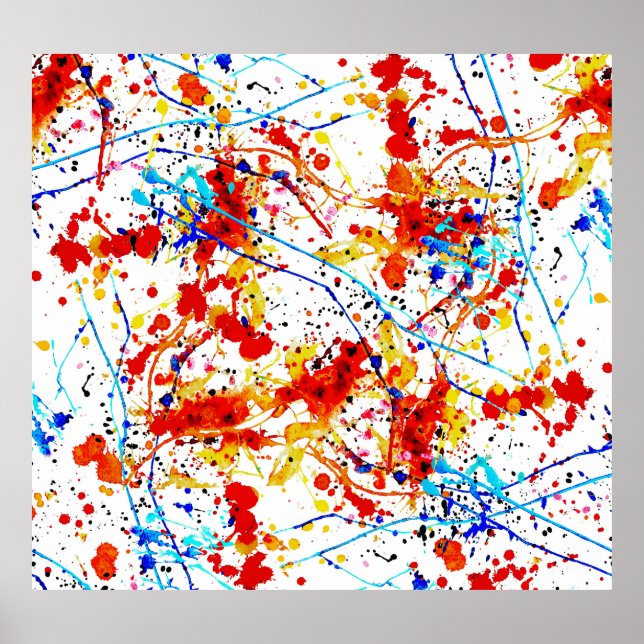 Affiche Aquarelle Spots Motif Arrière - plan blanc (Devant)