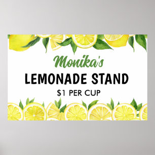 Affiche Aquarelle Stand de citronnade personnalisé