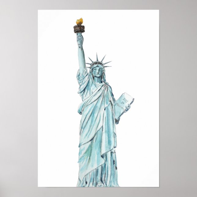 Affiche Aquarelle Statue de la Liberté (Devant)
