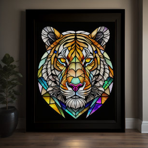 Affiche Aquarelle Style Tigre de verre coloré 5:4