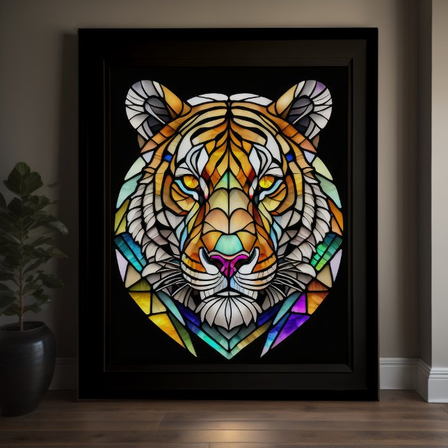 Affiche Aquarelle Style Tigre de verre coloré 5:4 (Créateur téléchargé)
