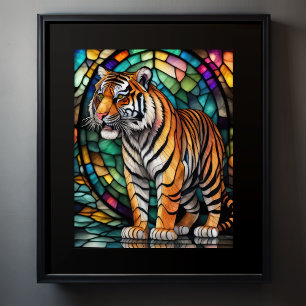 Affiche Aquarelle Style Tigre de verre coloré 5:4