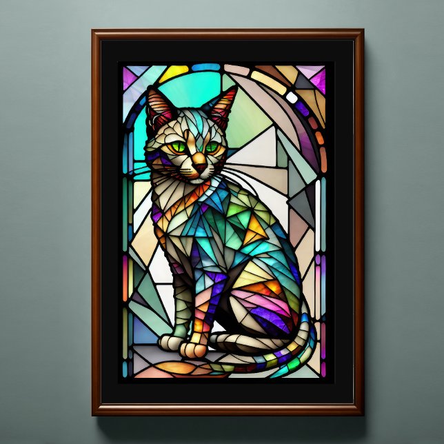 Affiche Aquarelle Style Verre Tressé Chat 2:3 (Créateur téléchargé)