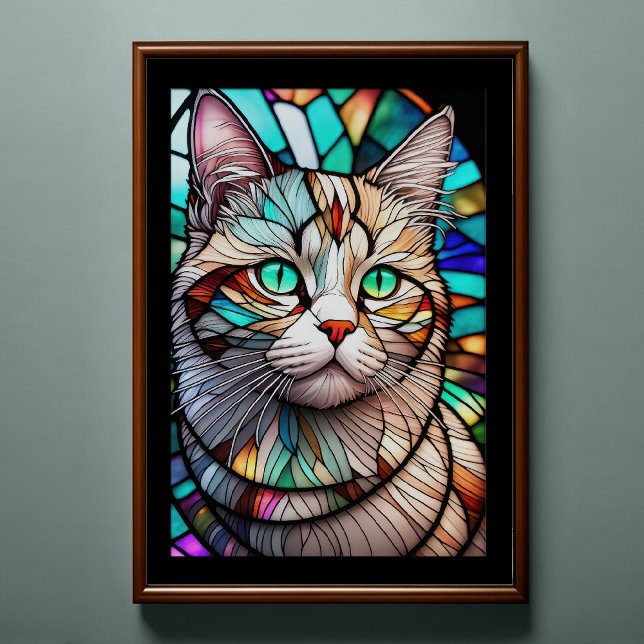 Affiche Aquarelle Style Verre Tressé Chat 2:3 (Créateur téléchargé)