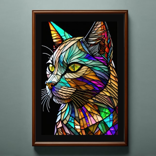 Affiche Aquarelle Style Verre Tressé Chat 2:3 (Créateur téléchargé)