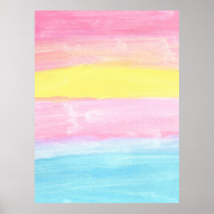 Affiche Aquarelle Sunset Horizon Abstraite