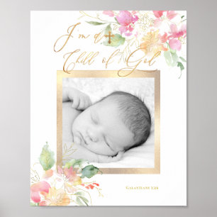 Affiche Aquarelle Sweetpeas, je suis un enfant de Dieu