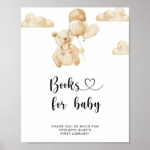 Affiche Aquarelle Teddy Bear, livres pour bébé