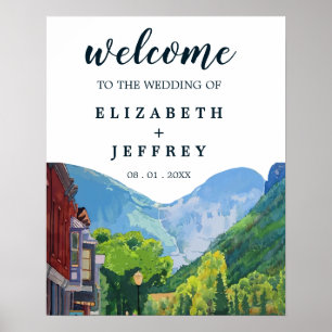 Affiche Aquarelle Telluride Destination Mariage Bienvenue