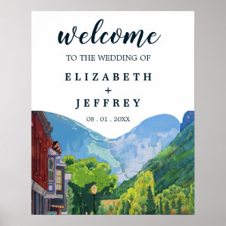 Affiche Aquarelle Telluride Destination Mariage Bienvenue