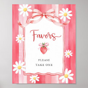 Affiche Aquarelle tendance Baby shower fraise Faveurs