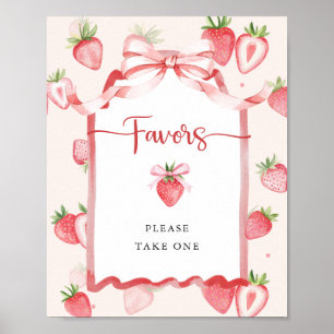 Affiche Aquarelle tendance Baby shower fraise Faveurs